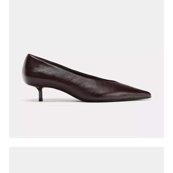 Shoes - Zara Brown Leather Kitten Heels